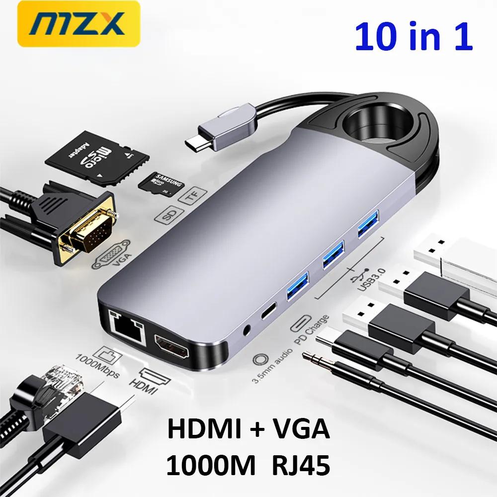 MZX 10  1 ŷ ̼, 1000M RJ45 USB , Tipo C Ÿ ͽټ ũ, HDMI VGA ̴, ƺ Ʈ PC